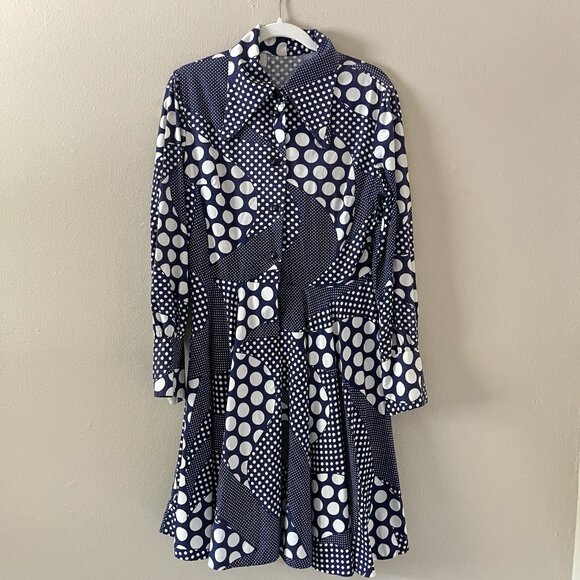 Vintage Patchwork Dress Polka Dot Art Wear Teacher Miss Frizzle Hippie 70s Retro - Picture 1 of 5